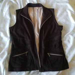 Black silver zip up vest